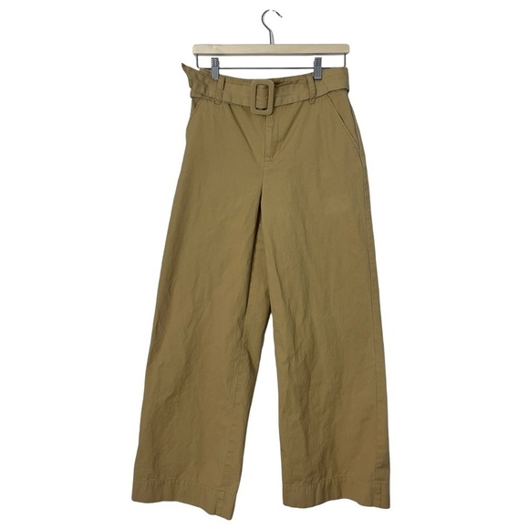Who What Wear High Waist Wide Leg Belted Khaki Tan Cotton Pants - Size 2 - Picture 2 of 11